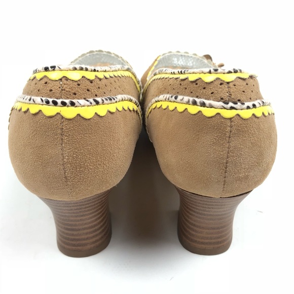 POETIC LICENCE shoes 7.5 brown yellow suede flower - Picture 6 of 8